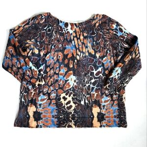 Talbots Pure Merino Wool colorful leopard print sweater top sz 2Xp